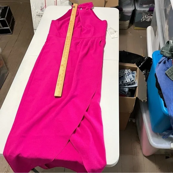 Julia Jordan Knot Neck Maxi Dress Hot Pink Fuchsia Size 8 U2 - Picture 7 of 9
